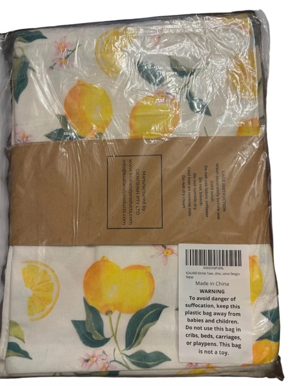 KOALAND Set of 3 Kitchen Lemon Design Towels NWT